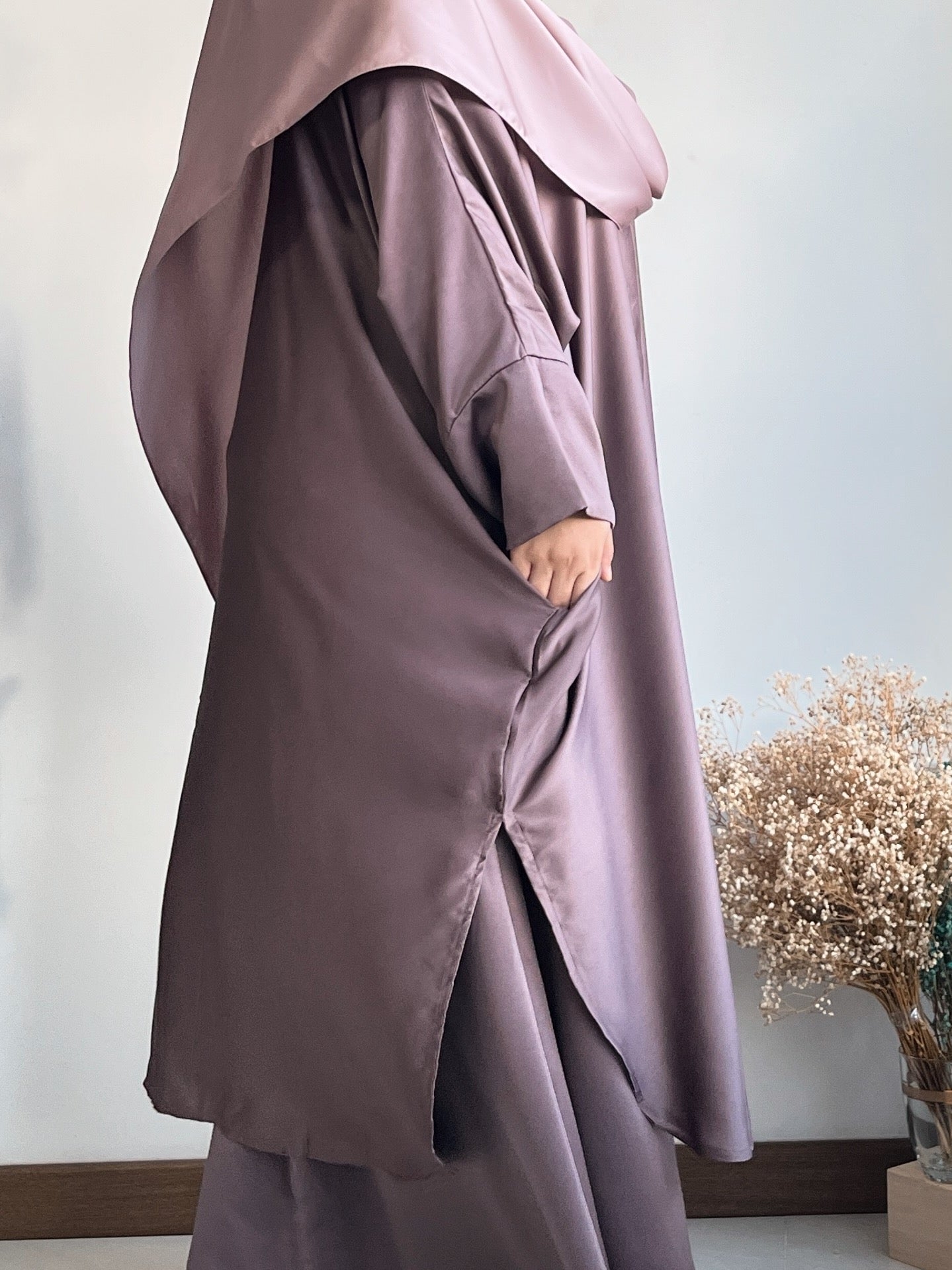 Zeyna Kaftan Tunic Set in Mauve