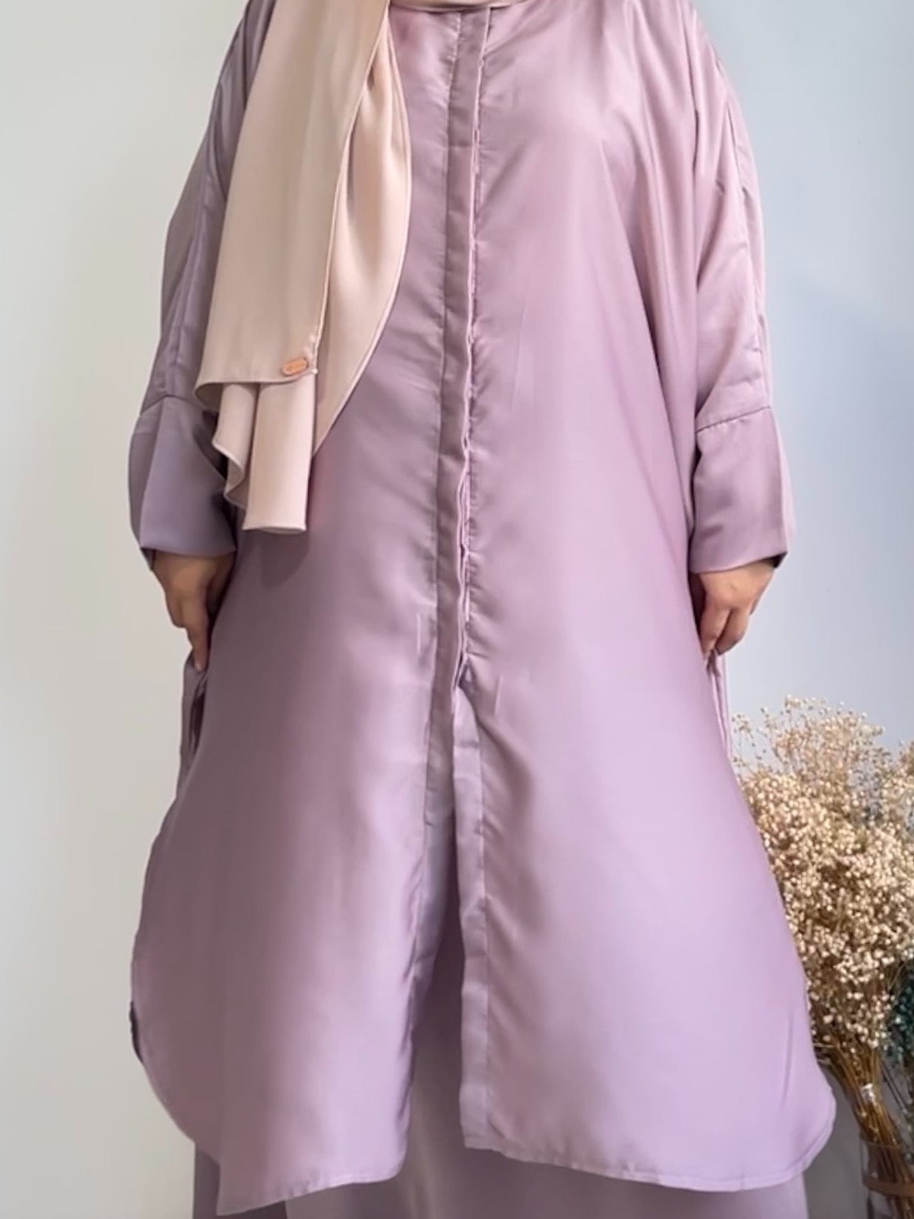 Zeyna Kaftan Tunic Set in Purple