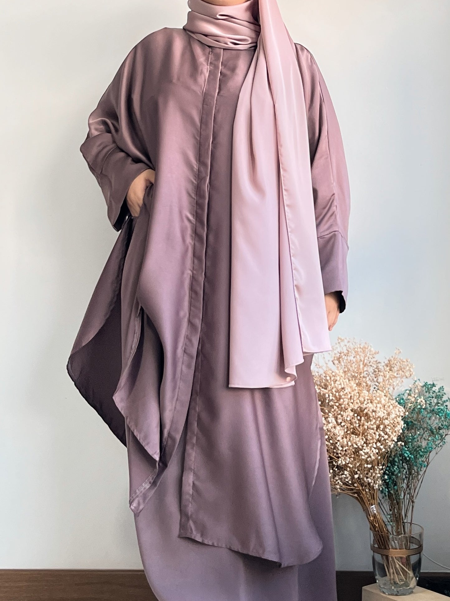 Zeyna Kaftan Tunic Set in Mauve