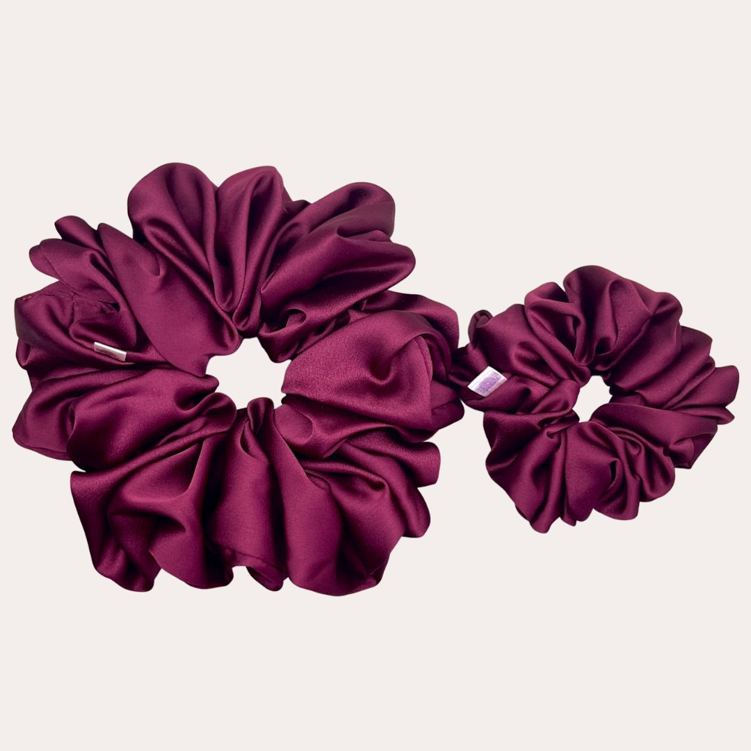 Satin Silk Scrunchie Set in Deep